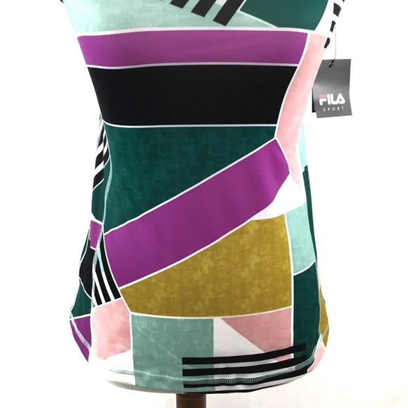 Fila Sport Crisscross Open Back Tank Top Small Geometric Multi-Color - Picture 3 of 7